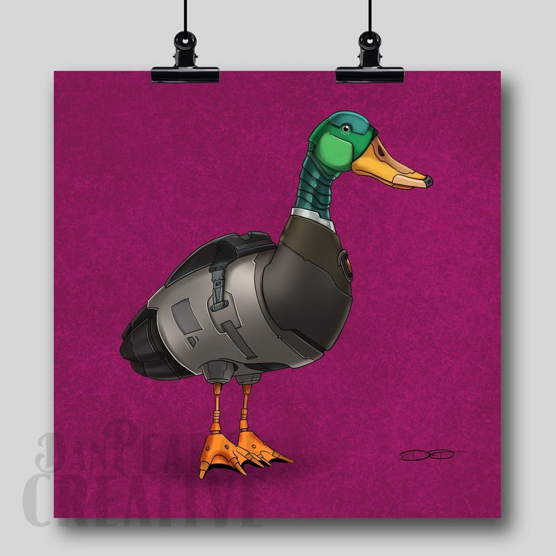 Mallard Duck Robot Fine Art Print - Dan Pearce Sticker Shop