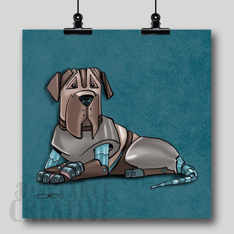 Mastiff Robot Dog Fine Art Print - Dan Pearce Sticker Shop