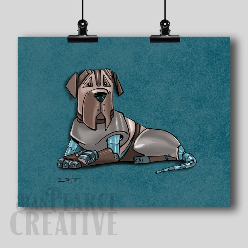 Mastiff Robot Dog Fine Art Print - Dan Pearce Sticker Shop