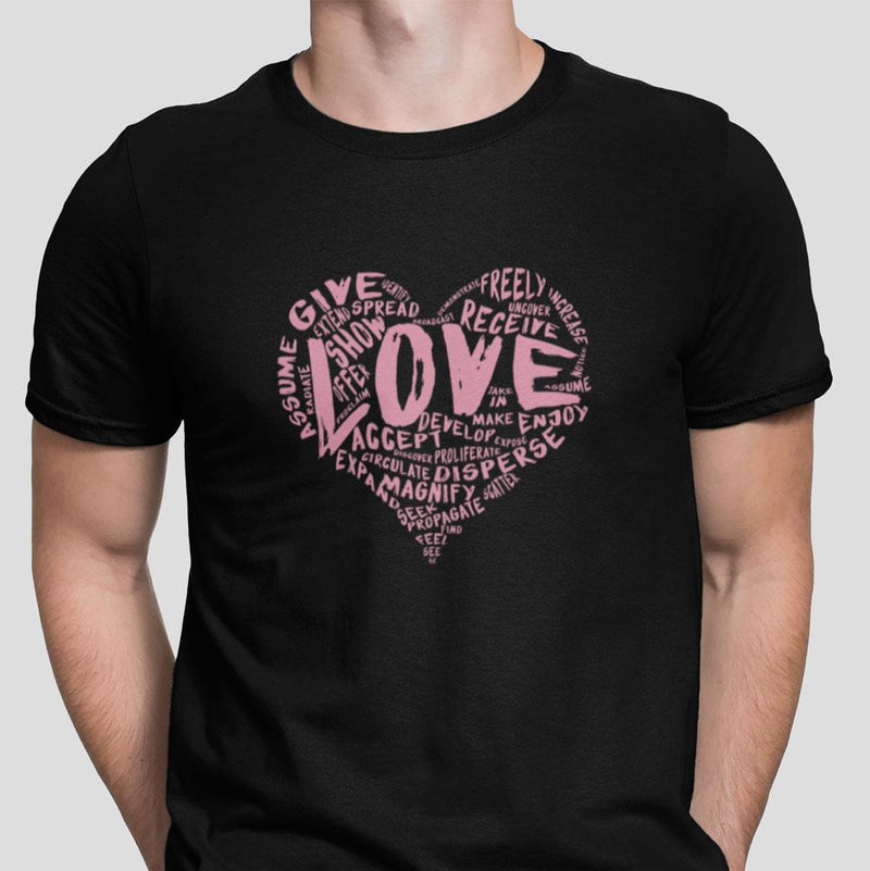 Mens Official “LOVE” Black Champion™ PREMIUM Tee (Pink Version) - Dan Pearce Sticker Shop