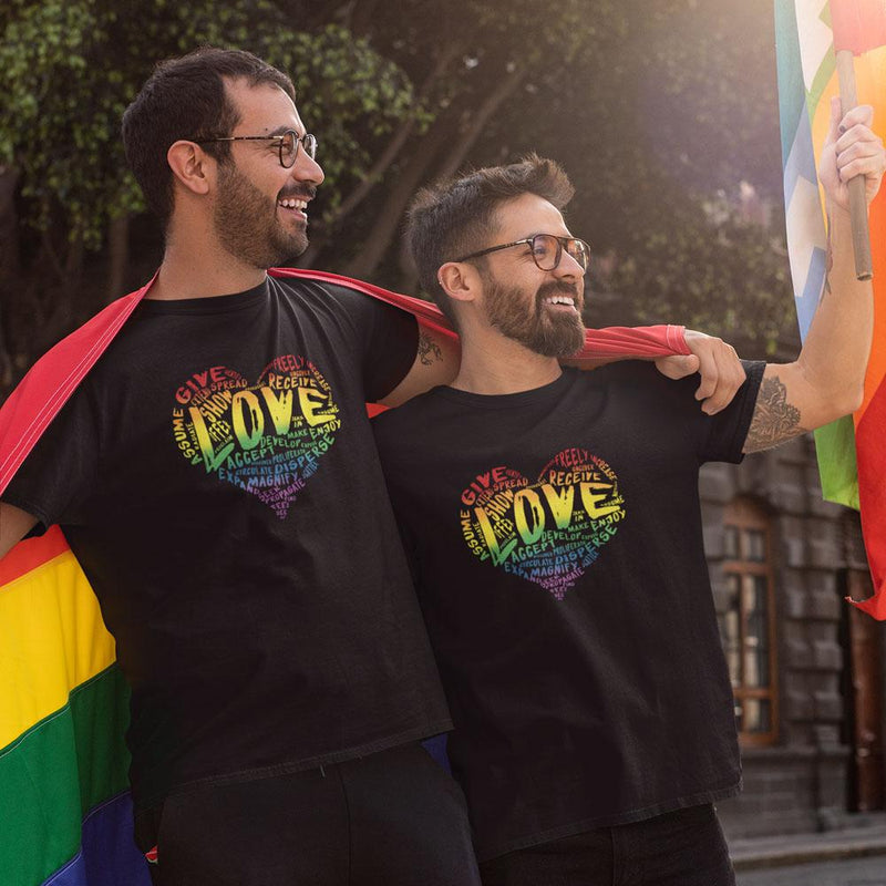 Men's Official “LOVE” Black T-Shirt (Original Rainbow Version) - Dan Pearce Sticker Shop