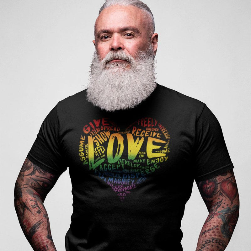 Men's Official “LOVE” Black T-Shirt (Original Rainbow Version) - Dan Pearce Sticker Shop