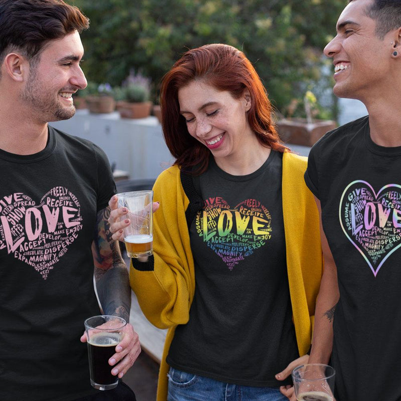 Men's Official “LOVE” Black T-Shirt (Original Rainbow Version) - Dan Pearce Sticker Shop