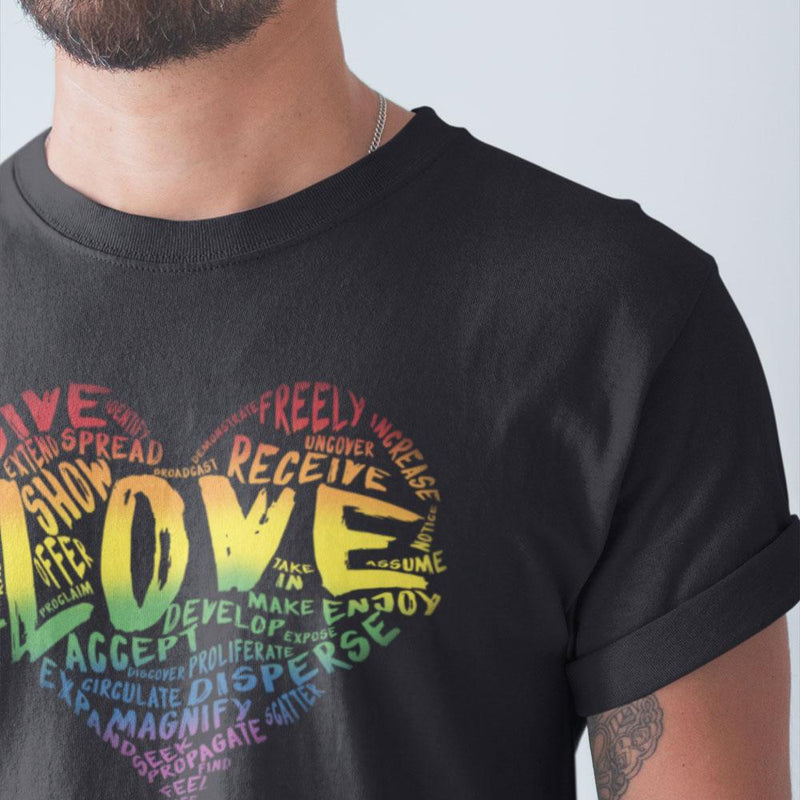 Men's Official “LOVE” Black T-Shirt (Original Rainbow Version) - Dan Pearce Sticker Shop