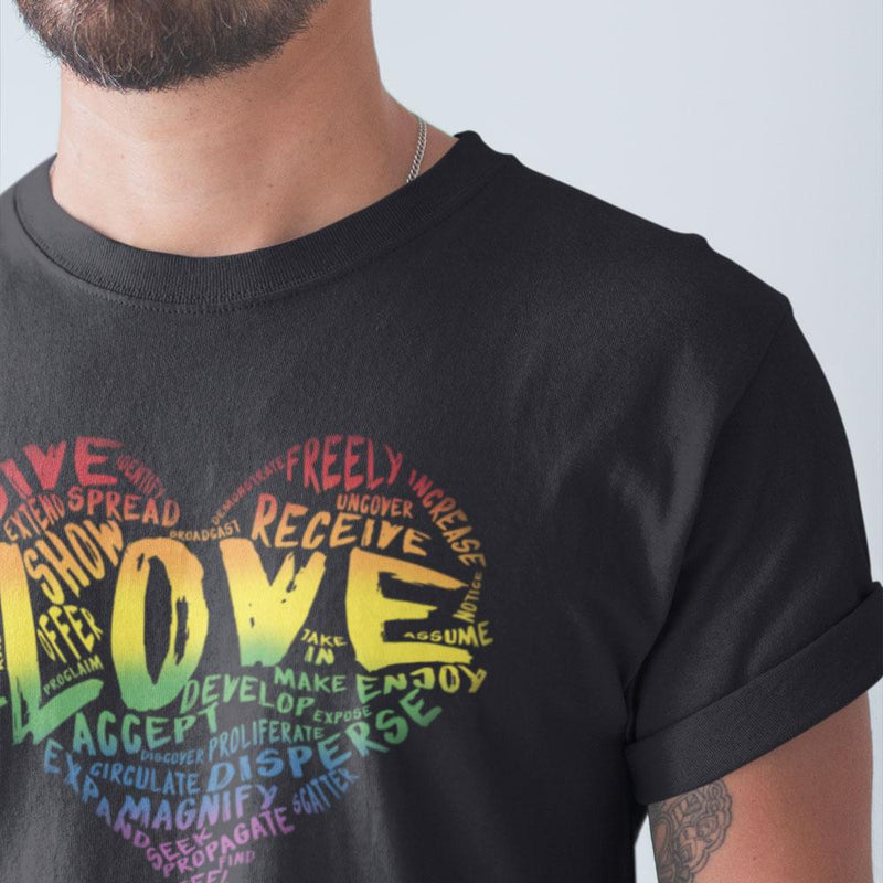 Mens Official “LOVE” PREMIUM Black Champion™ Tee (Original Rainbow Version) - Dan Pearce Sticker Shop