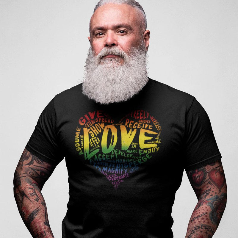 Mens Official “LOVE” PREMIUM Black Champion™ Tee (Original Rainbow Version) - Dan Pearce Sticker Shop