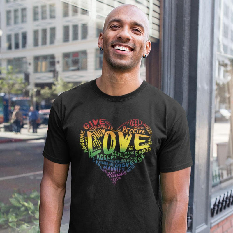 Mens Official “LOVE” PREMIUM Black Champion™ Tee (Original Rainbow Version) - Dan Pearce Sticker Shop