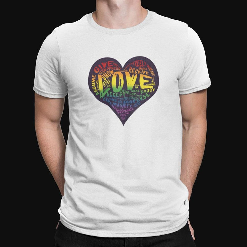 Mens Official “LOVE” White T-Shirt (Original Rainbow Version) - Dan Pearce Sticker Shop