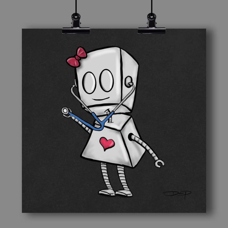 Nurse Adorable Robot Fine Art Print - Dan Pearce Sticker Shop