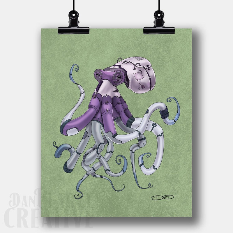 Octopus Robot Fine Art Print - Dan Pearce Sticker Shop