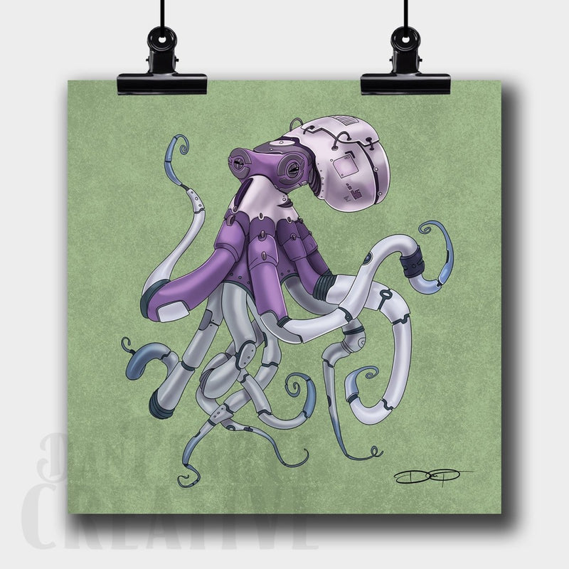 Octopus Robot Fine Art Print - Dan Pearce Sticker Shop