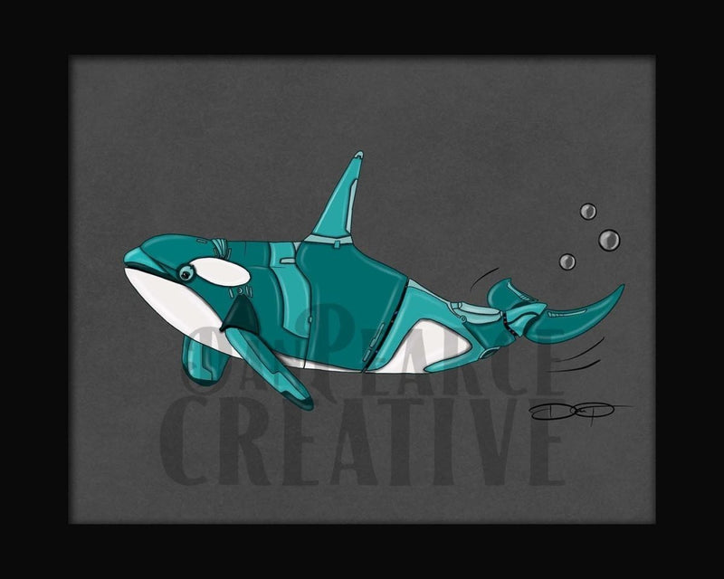 Orca Killer Whale Robot Fine Art Print - Dan Pearce Sticker Shop