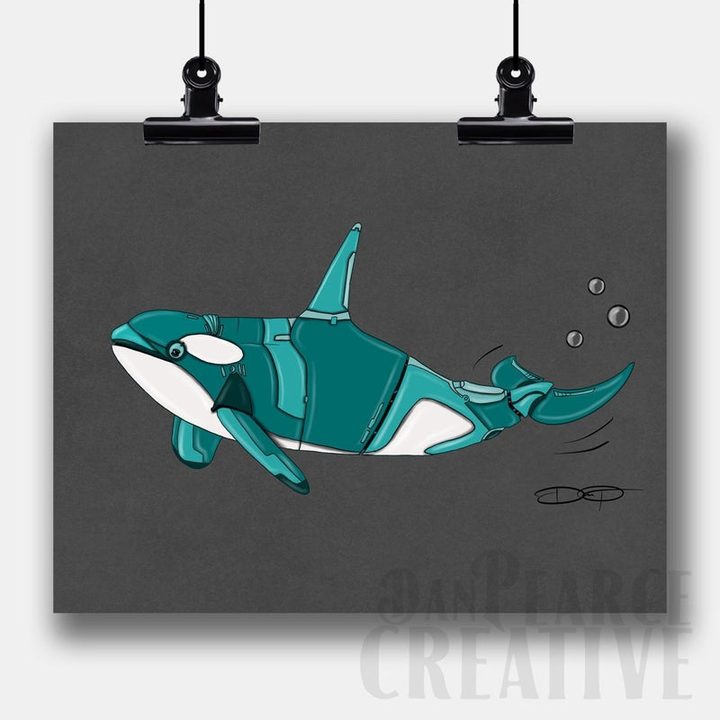 Orca Killer Whale Robot Fine Art Print - Dan Pearce Sticker Shop