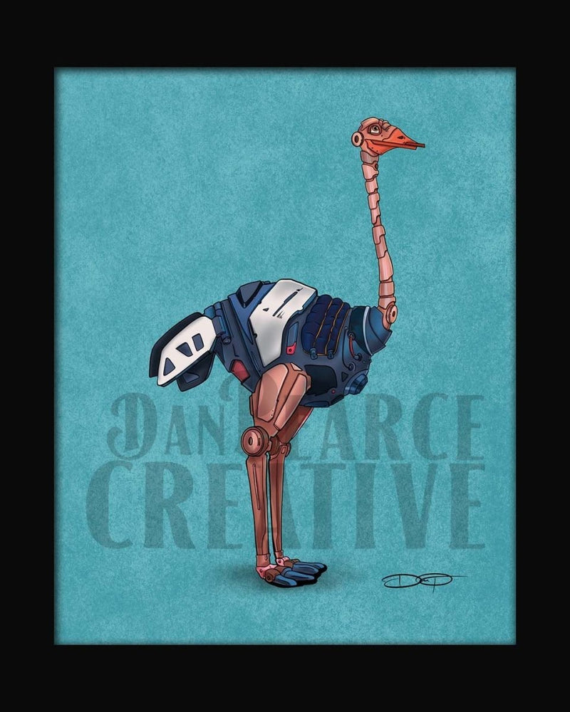 Ostrich Robot Fine Art Print - Dan Pearce Sticker Shop