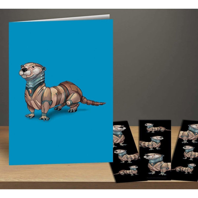 Otter Robot Greeting Card & Bookmark Combo Pack - Dan Pearce Sticker Shop