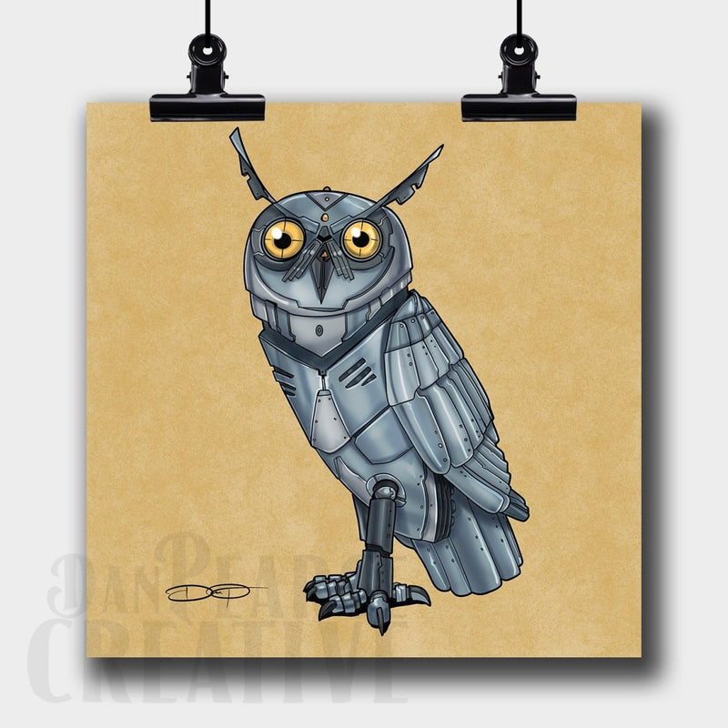 Owl Robot Fine Art Print - Dan Pearce Sticker Shop