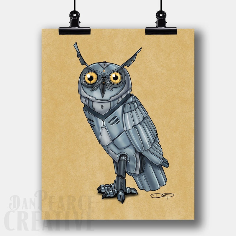 Owl Robot Fine Art Print - Dan Pearce Sticker Shop