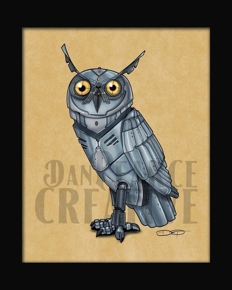 Owl Robot Fine Art Print - Dan Pearce Sticker Shop