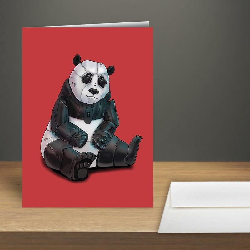 Panda Bear Robot Premium Greeting Card(s) - Dan Pearce Sticker Shop