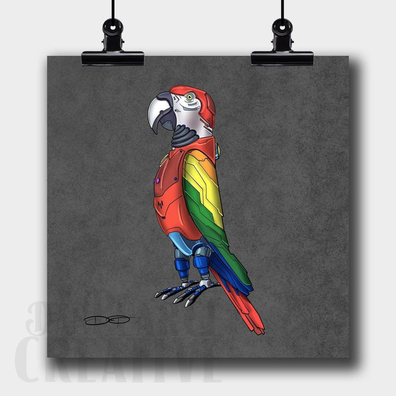 Parrot Robot Fine Art Print - Dan Pearce Sticker Shop