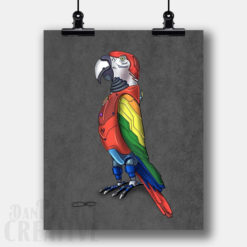 Parrot Robot Fine Art Print - Dan Pearce Sticker Shop