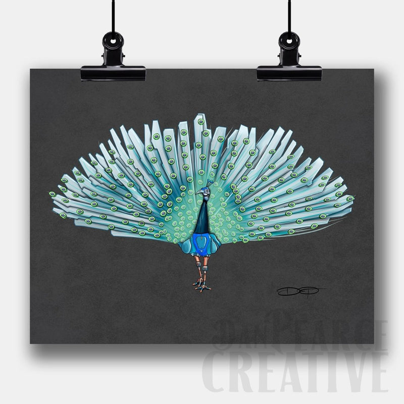 Peacock Robot Fine Art Print - Dan Pearce Sticker Shop