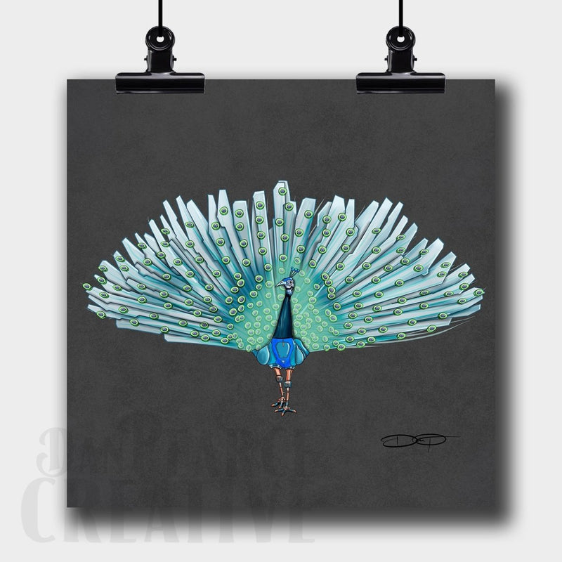 Peacock Robot Fine Art Print - Dan Pearce Sticker Shop