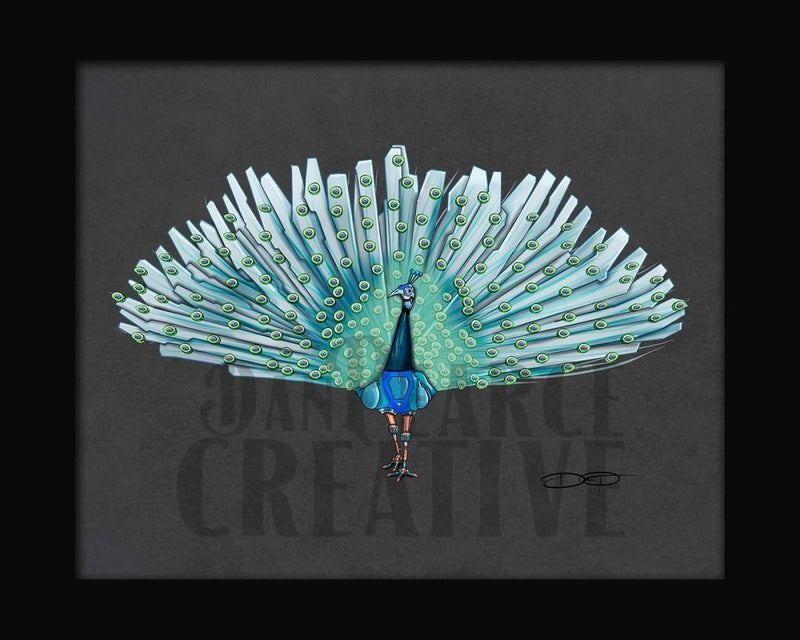 Peacock Robot Fine Art Print - Dan Pearce Sticker Shop