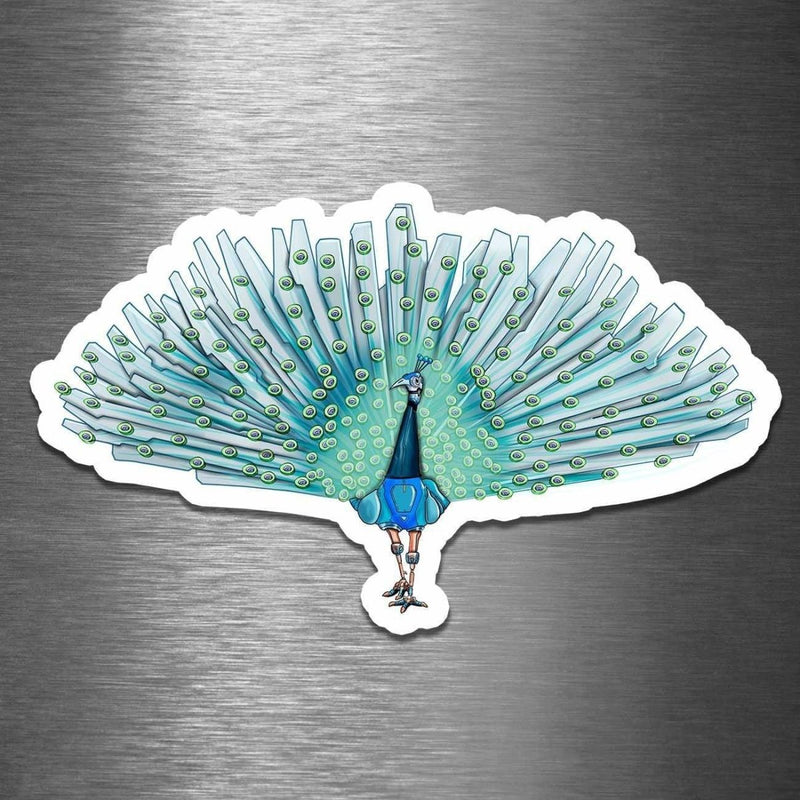 Peacock Robot - Vinyl Sticker - Dan Pearce Sticker Shop