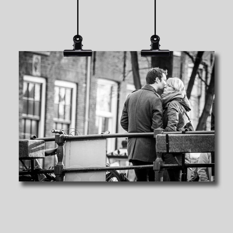 Photo Print: A Couple Has a Moment at the Amsterdam Canals - Dan Pearce Sticker Shop