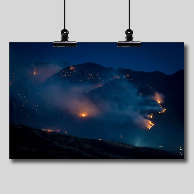 Photo Print: A Smokey Mountain Fire at Night - Dan Pearce Sticker Shop