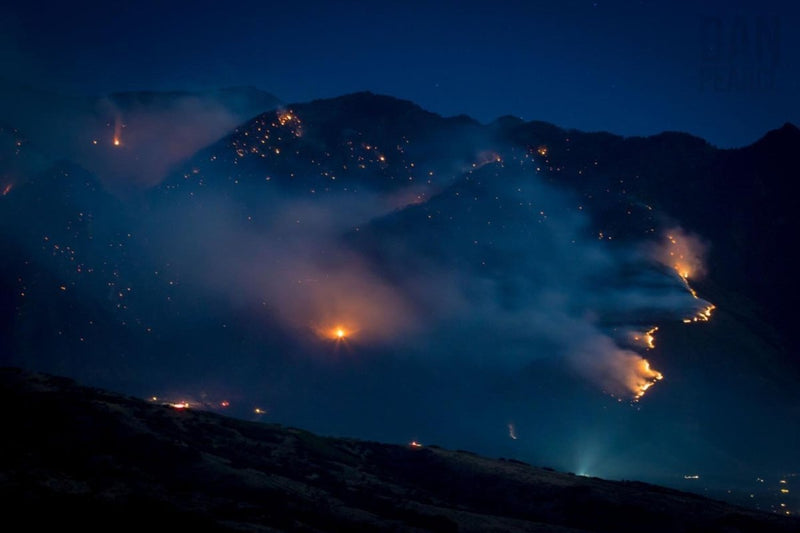 Photo Print: A Smokey Mountain Fire at Night - Dan Pearce Sticker Shop