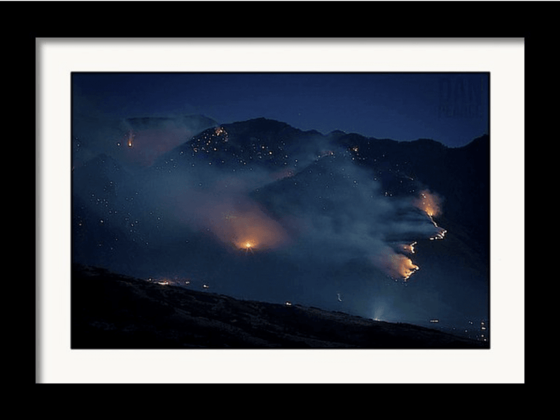 Photo Print: A Smokey Mountain Fire at Night - Dan Pearce Sticker Shop