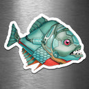 Piranha Robot - Vinyl Sticker - Dan Pearce Sticker Shop