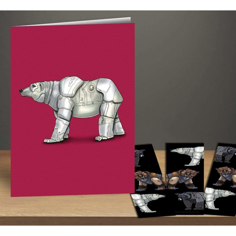 Polar Bear Robot Greeting Card & Bookmark Combo Pack - Dan Pearce Sticker Shop