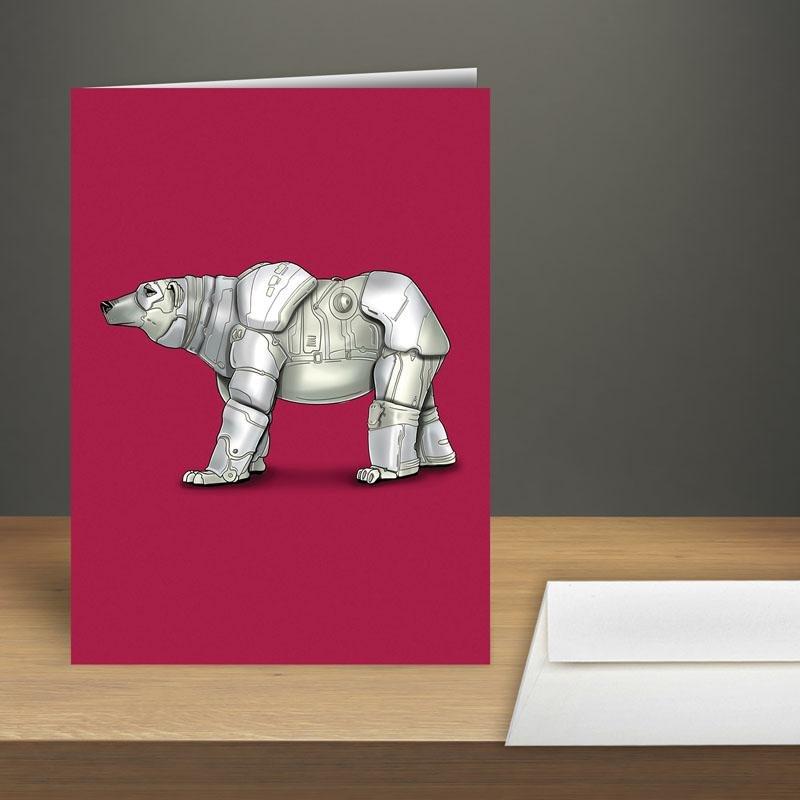 Polar Bear Robot Premium Greeting Card(s) - Dan Pearce Sticker Shop