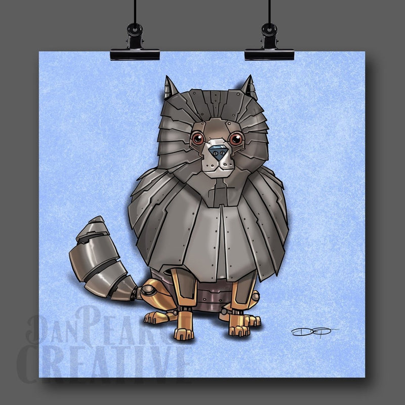 Pomeranian Robot Dog Fine Art Print - Dan Pearce Sticker Shop