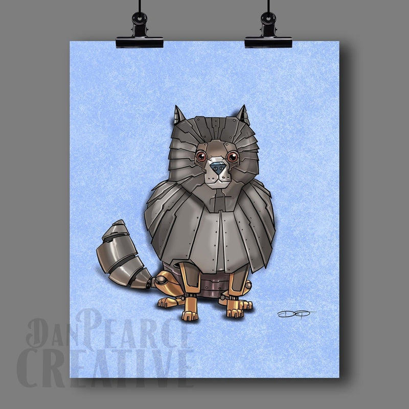 Pomeranian Robot Dog Fine Art Print - Dan Pearce Sticker Shop