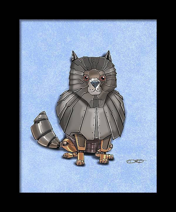 Pomeranian Robot Dog Fine Art Print - Dan Pearce Sticker Shop