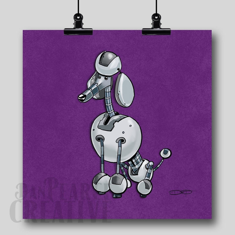 Poodle Robot Dog Fine Art Print - Dan Pearce Sticker Shop