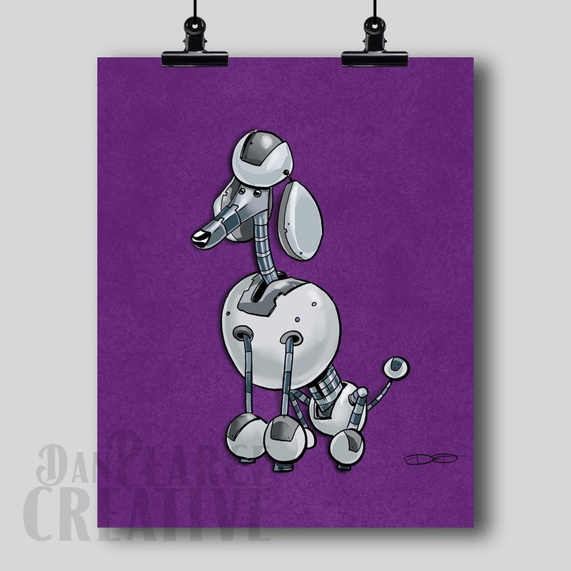 Poodle Robot Dog Fine Art Print - Dan Pearce Sticker Shop