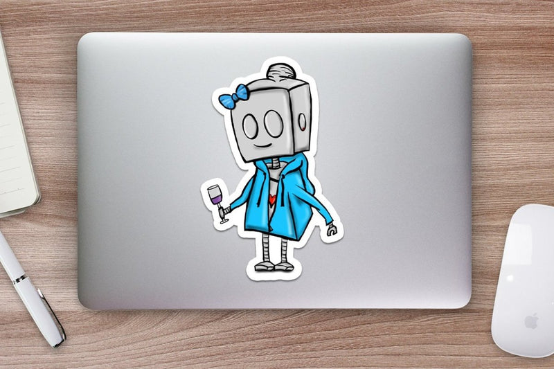 (PRE-ORDER) Hoodie and Wine Robot - Premium Sticker - Dan Pearce Sticker Shop