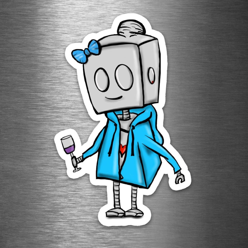 (PRE-ORDER) Hoodie and Wine Robot - Premium Sticker - Dan Pearce Sticker Shop