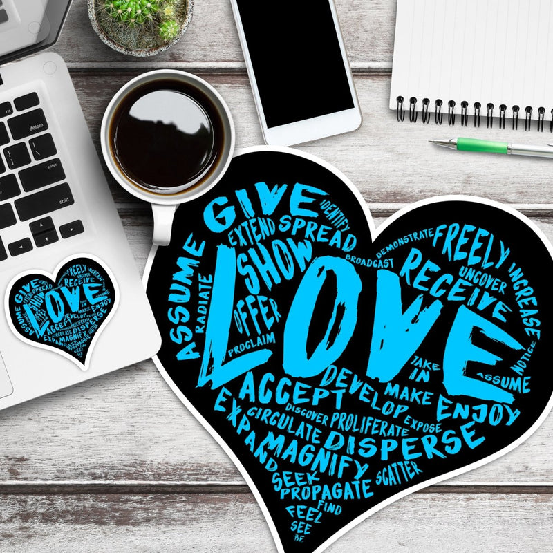 (PRE-ORDER) LOVE! Sticker (Blue Wall & Laptop Sizes) - Dan Pearce Sticker Shop