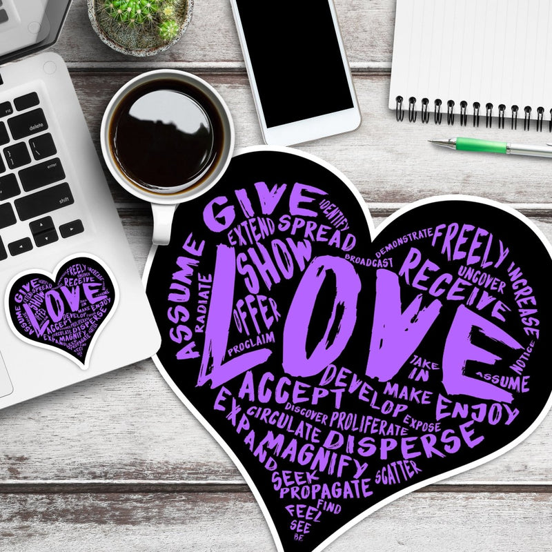(PRE-ORDER) LOVE! Sticker (Purple Wall & Laptop Sizes) - Dan Pearce Sticker Shop