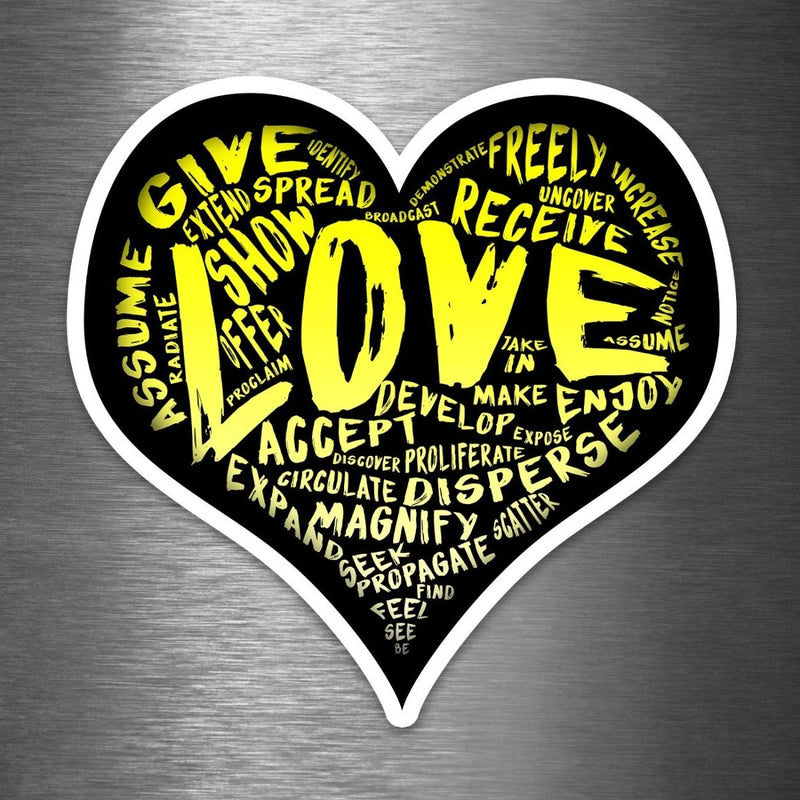 (PRE-ORDER) LOVE! Sticker (Yellow Wall & Laptop Sizes) - Dan Pearce Sticker Shop