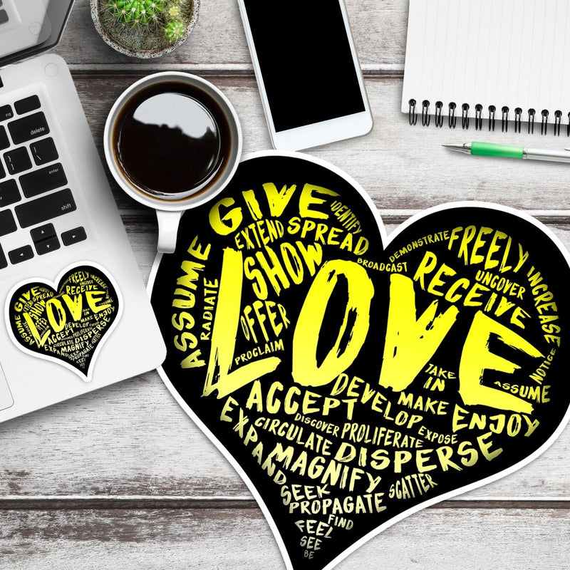 (PRE-ORDER) LOVE! Sticker (Yellow Wall & Laptop Sizes) - Dan Pearce Sticker Shop