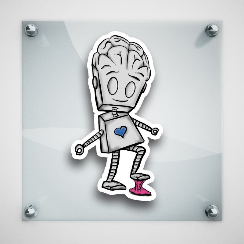 (PRE-ORDER) Robot Stepping in Gum Adorable Robot (Wall & Laptop Sizes) - Dan Pearce Sticker Shop