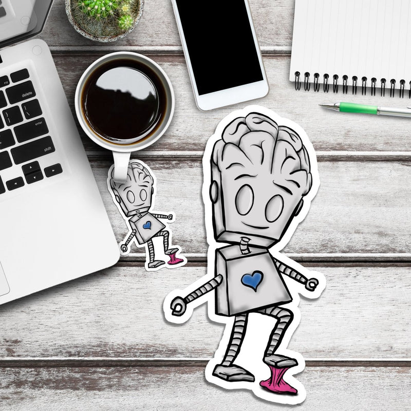 (PRE-ORDER) Robot Stepping in Gum Adorable Robot (Wall & Laptop Sizes) - Dan Pearce Sticker Shop