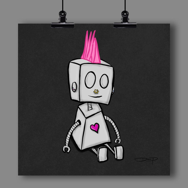 Punk Adorable Robot Fine Art Print - Dan Pearce Sticker Shop